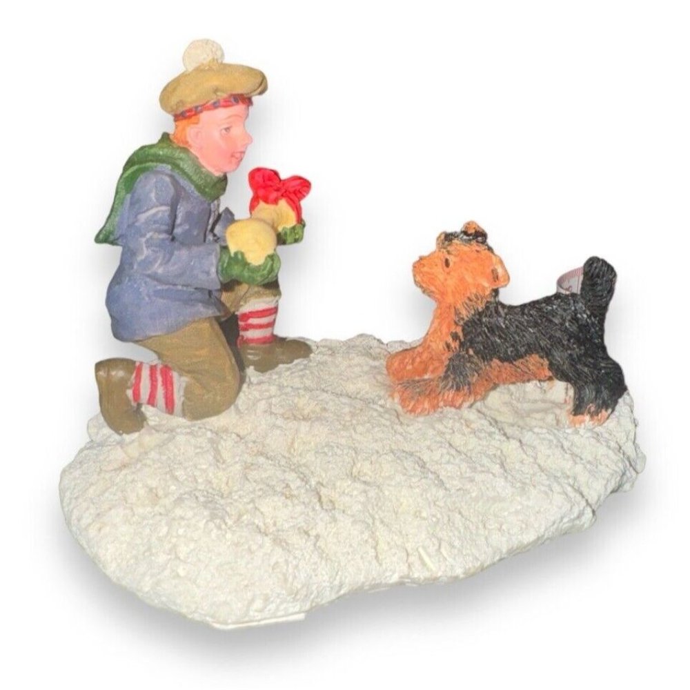 Lemax Memory Makers A Gift For Rex Dog Boy Figures Christmas Vintage 1997